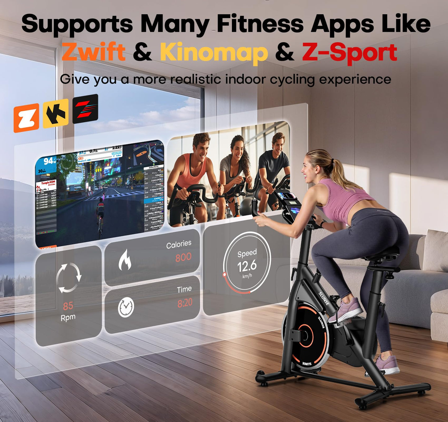 Exercise Bike, Magnetic Resistance Stationary Bikes for Home with App Compatible, Silent Indoor Cycling Bike with 350lbs Weight Capacity Comfortable Seat, Digital Monitor & Phone Mount, Black Red