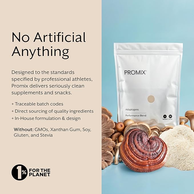 Promix Adaptogens Mushroom Coffee Supplement Powder - with Organic Ashwagandha, Lion?™s Mane, Turkey Tail & Reishi - 60 Servings