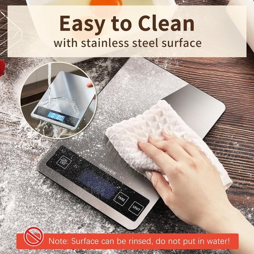 33lb Digital Kitchen Scale by [Brand Name] - USB Rechargeable, Stainless Steel & Glass, Precise 1g Weighing