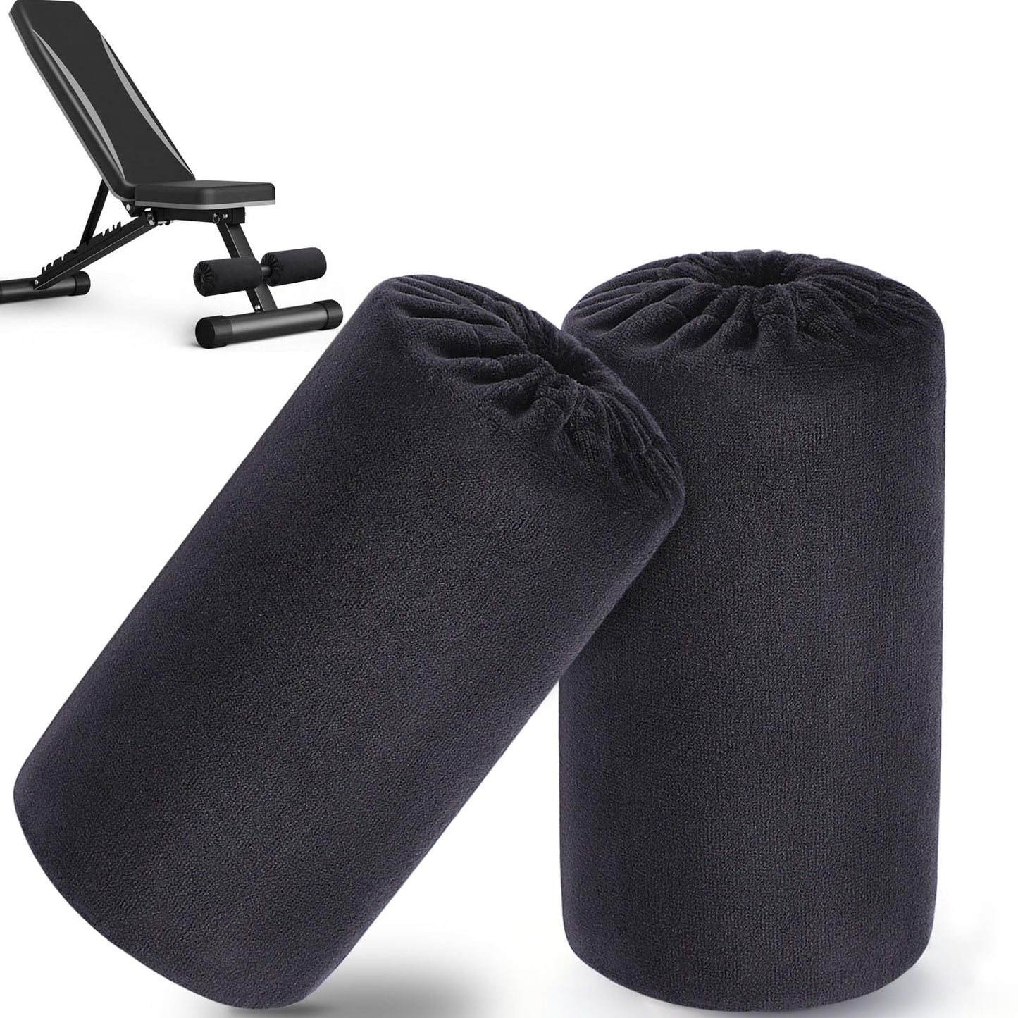 Foot Foam Pads Rollers Replacement with Luxury Plush Cover - Sweat-Wicking & Easy Clean, Cloud-Like Comfort for Home Gym Leg Extension, Weight Bench, Inversion Table - Fits 1-Inch Tube (2PCS)