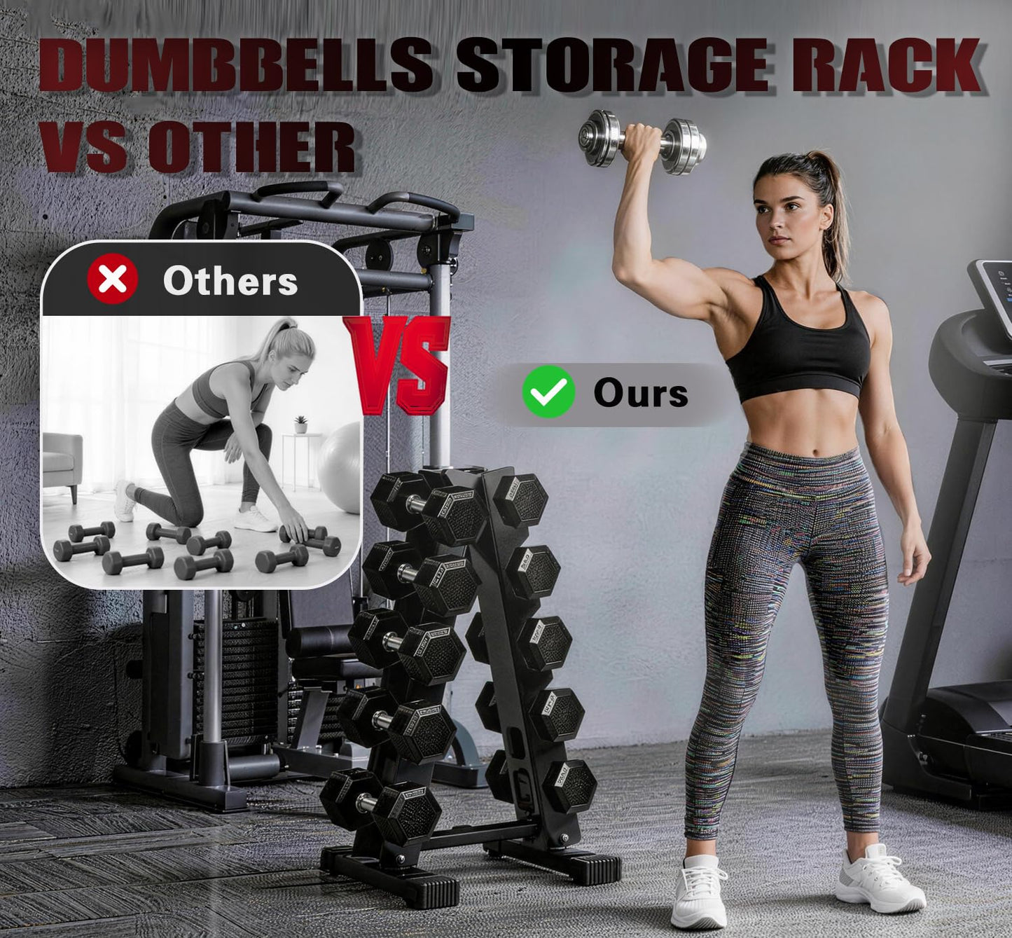 5 Tier Dumbbell Rack, Weight Rack for Home Gym - 260 LBS Capacity - Steel A-Frame Dumbbells Storage Space Saving Folds Up Design (No Dumbbells Rack Only)