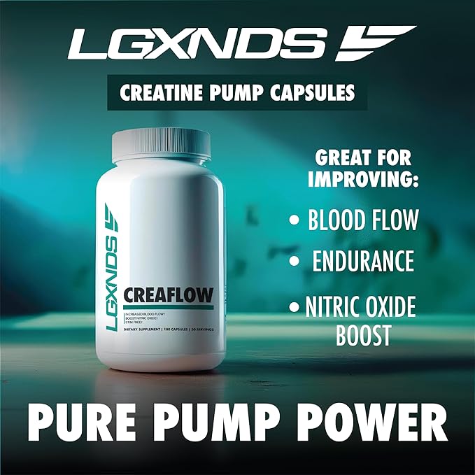 Creaflow Stim-Free Creatine Pills | Support Muscle Gain, Performance, Strength and Workout Recovery | Pre Workout Supplement for Men & Women | 180 Capsules, 30 Servings