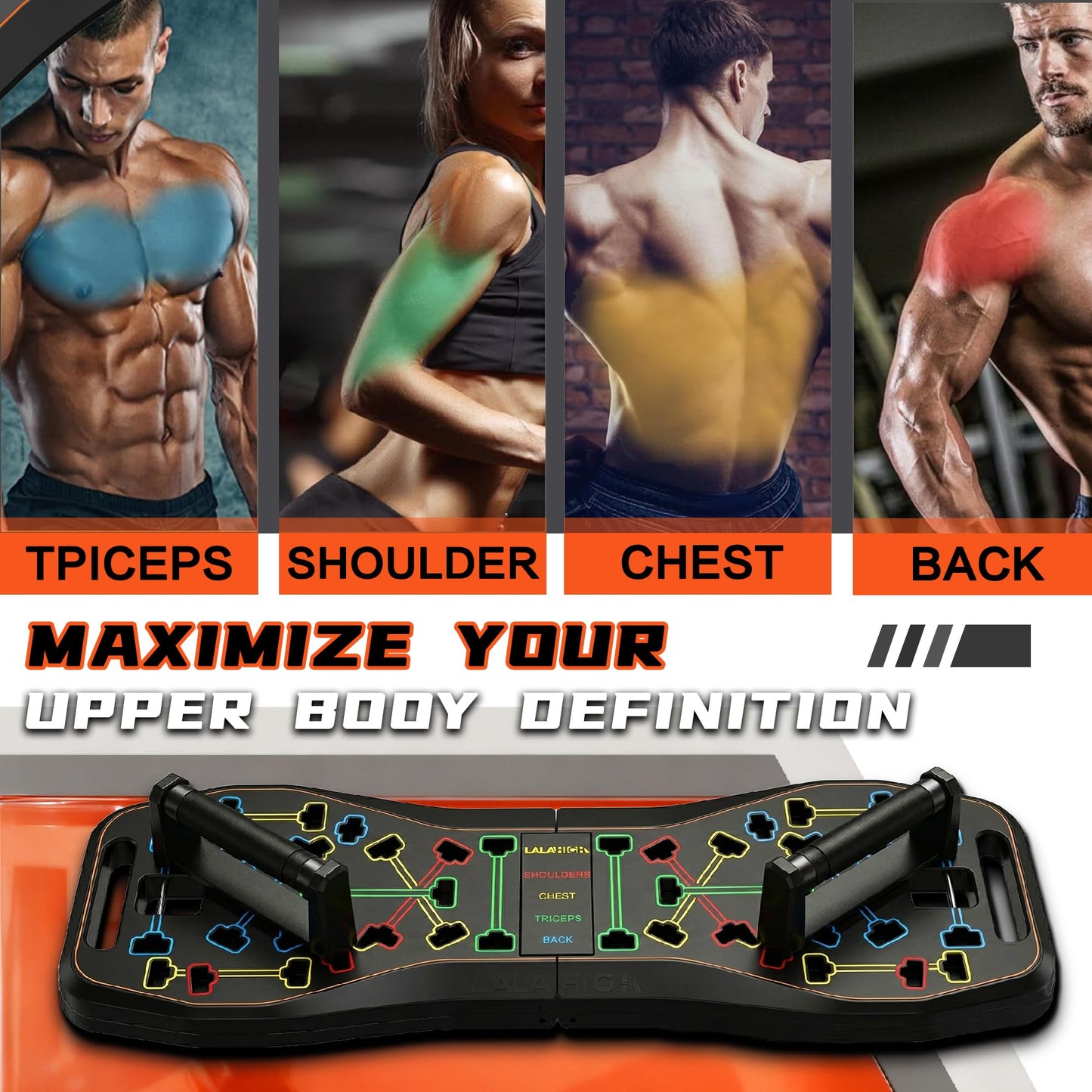 LALAHIGH Solid Push Up Board Fitness, Home Workout Equipment,Portable Foldable 36 in 1 Push Up Bar at Home Gym, Multi-Functional Pushup Handles for Floor. Professional Strength Training Equipment For Man and Women Burn Fat