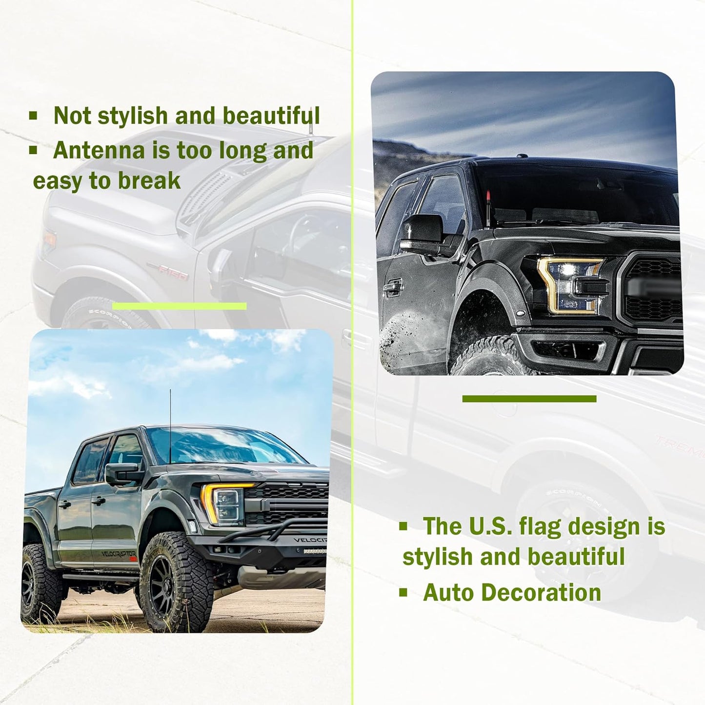 Junecarp American Flag Car Bullet Antenna,Truck Exterior Decoration Accessories[New Upgrade Flag Design] Car Antenna
