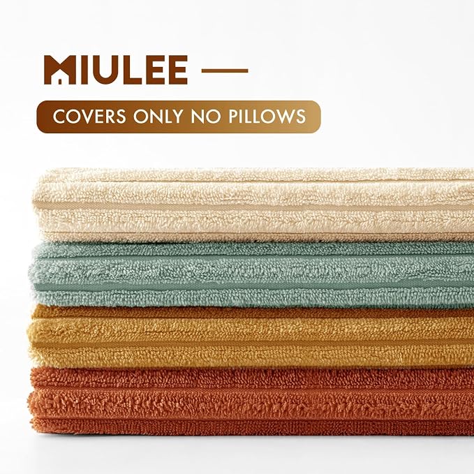 MIULEE Boho Farmhouse Throw Pillow Covers 16x16 Inch Set of 4 Modern Natural Decorative Cushion Covers Soft Corduroy Home Decor for Spring Couch Bed Sofa Living Room Teal-Rust Gradient Series