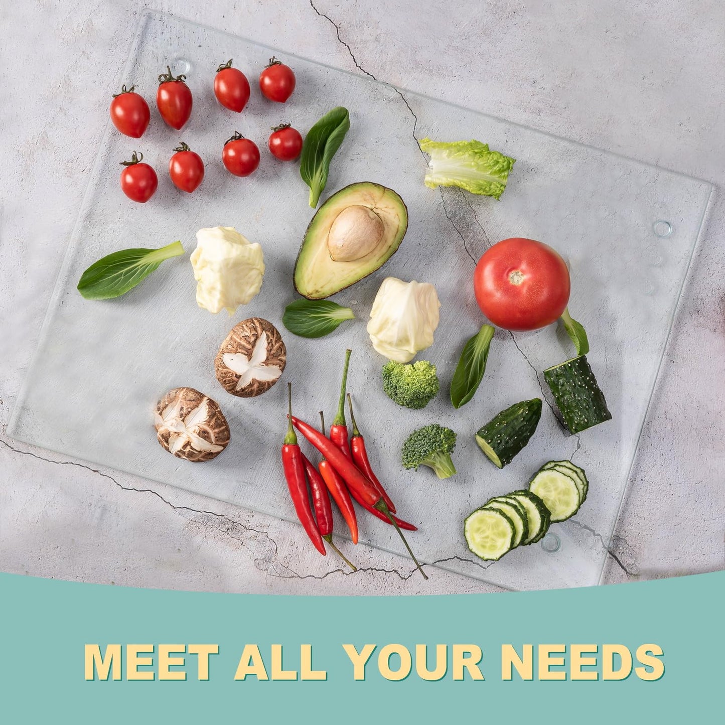 VASUHOME Large Tempered Glass Cutting Board for Kitchen - 18x24 Inch Clear Cutting Board for Countertop - Scratch, Heat, and Shatter Resistant - Easy to Clean and Durable
