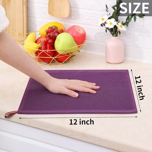 Homaxy 100% Cotton Dish Cloths - Ultra Soft, Absorbent & Quick Drying | 12x12 Inches, 6-Pack, Purple