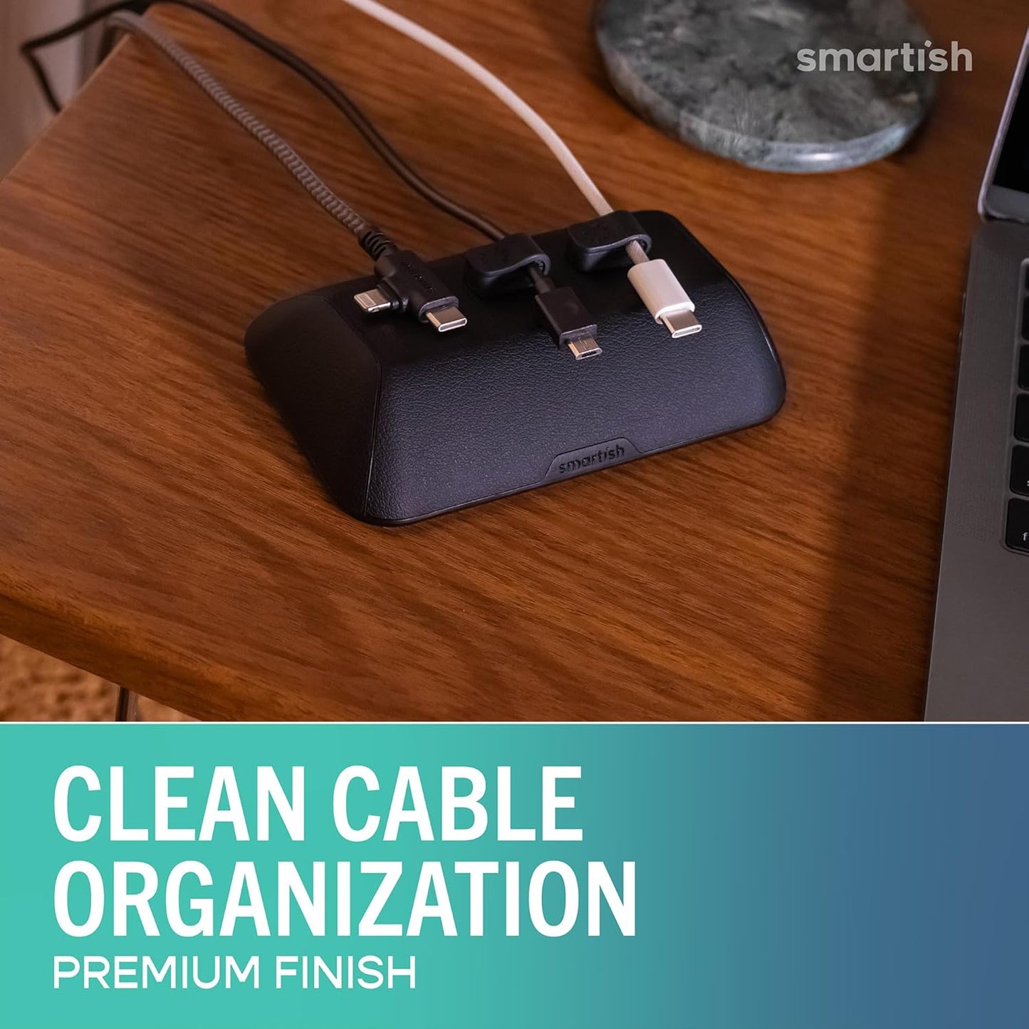 Smartish 6+ Magnetic Cord Holder - Bigger Cable Wrangler Organizer with Magnet Clips for Charger Management on Desktop