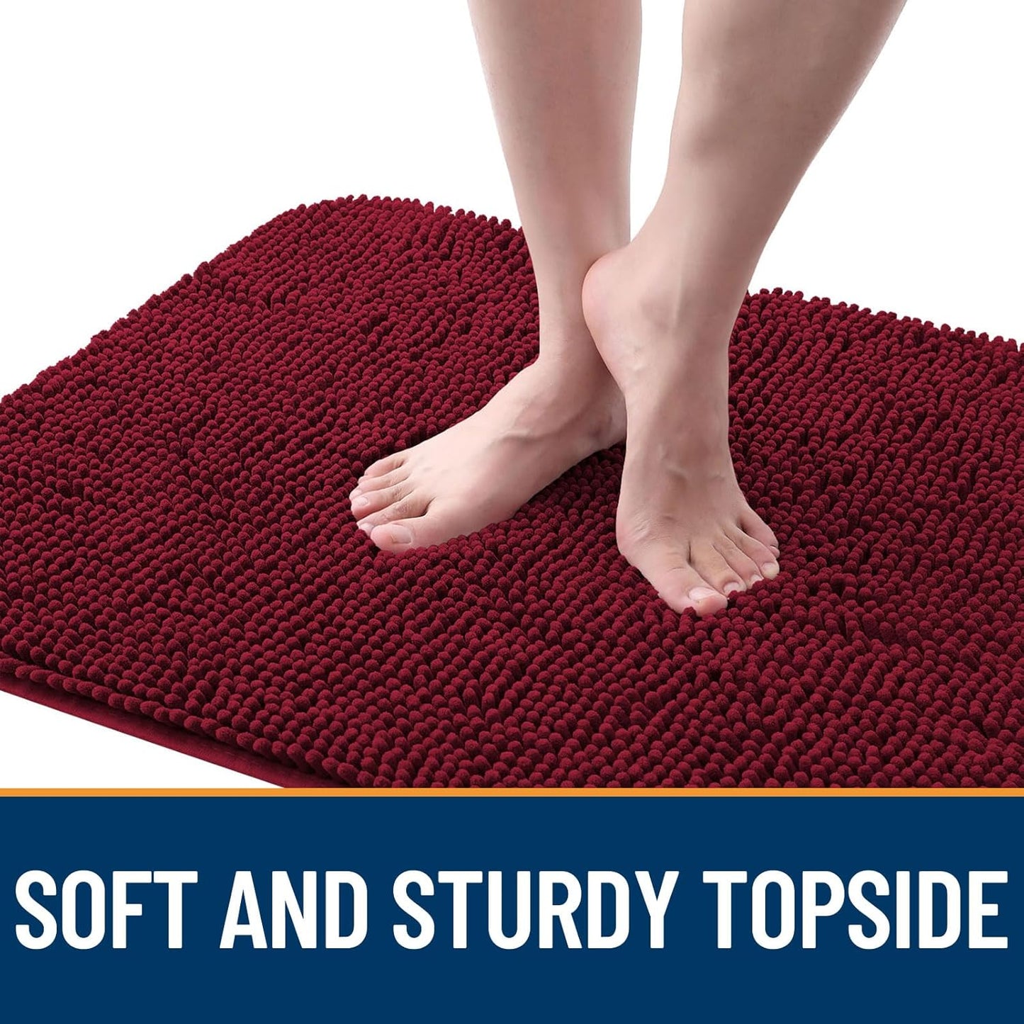 OLANLY Dog Door Mat - Absorbent Non-Slip Chenille for Muddy Paws | 40x32, Quick Dry, Burgundy