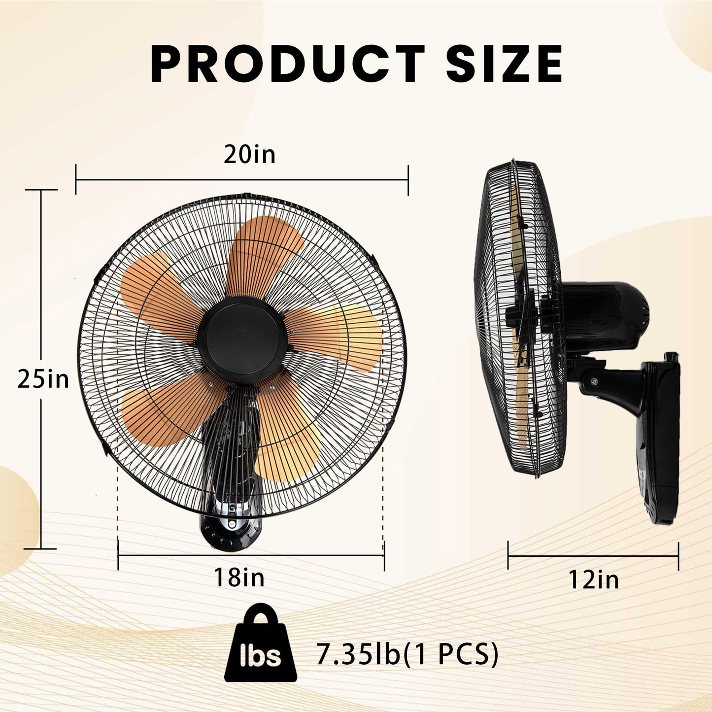 20 Inch Wall Mount Fan with Remote 2 Pack, 3-speed Wall Oscillating Fan with 5 Blades, Adjustable Tilt and Timing, High Velocity Wall Mounted Fans for Bedroom, Gym, Office, Warehouse, Garage
