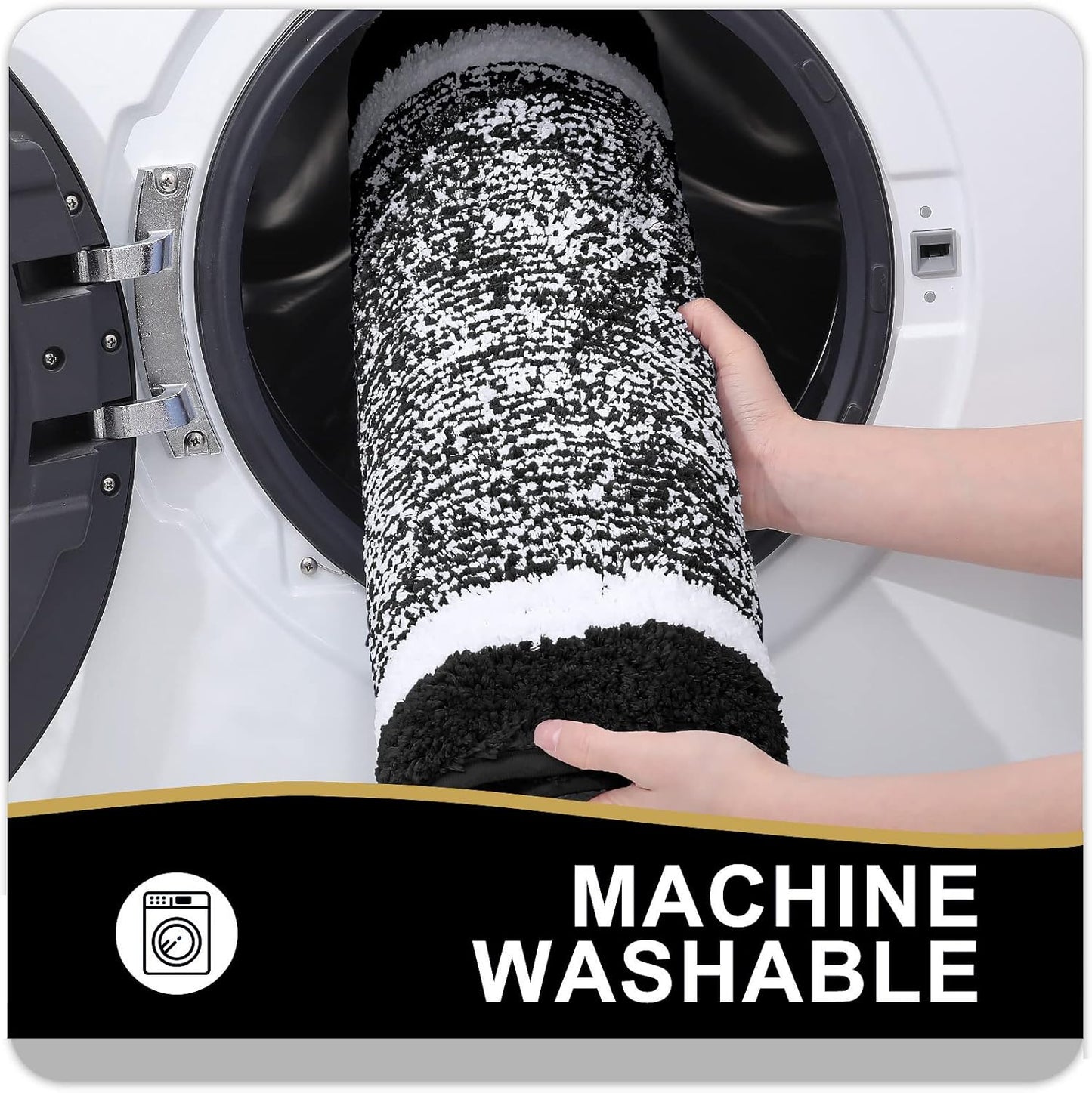 OLANLY Microfiber Bath Rugs - Extra Soft & Absorbent Non-Slip Mats | 24x16 Black, Machine Washable
