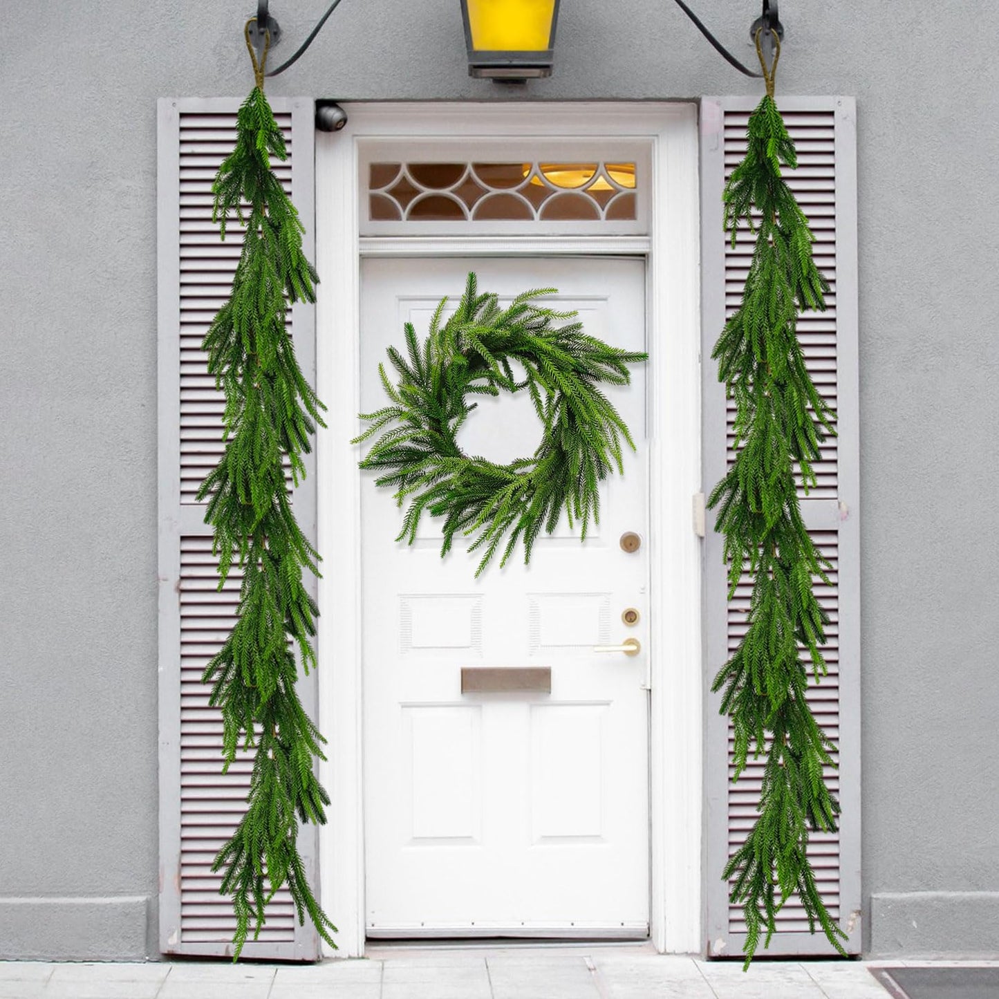 Tirdkid 2 Pack Christmas Garland Table Garland Real Touch Norfolk Pine Garland, 12ft Artificial Faux Greenery Garlands for Wedding Mantle Indoor Home Decor Xmas Holiday Seasonal