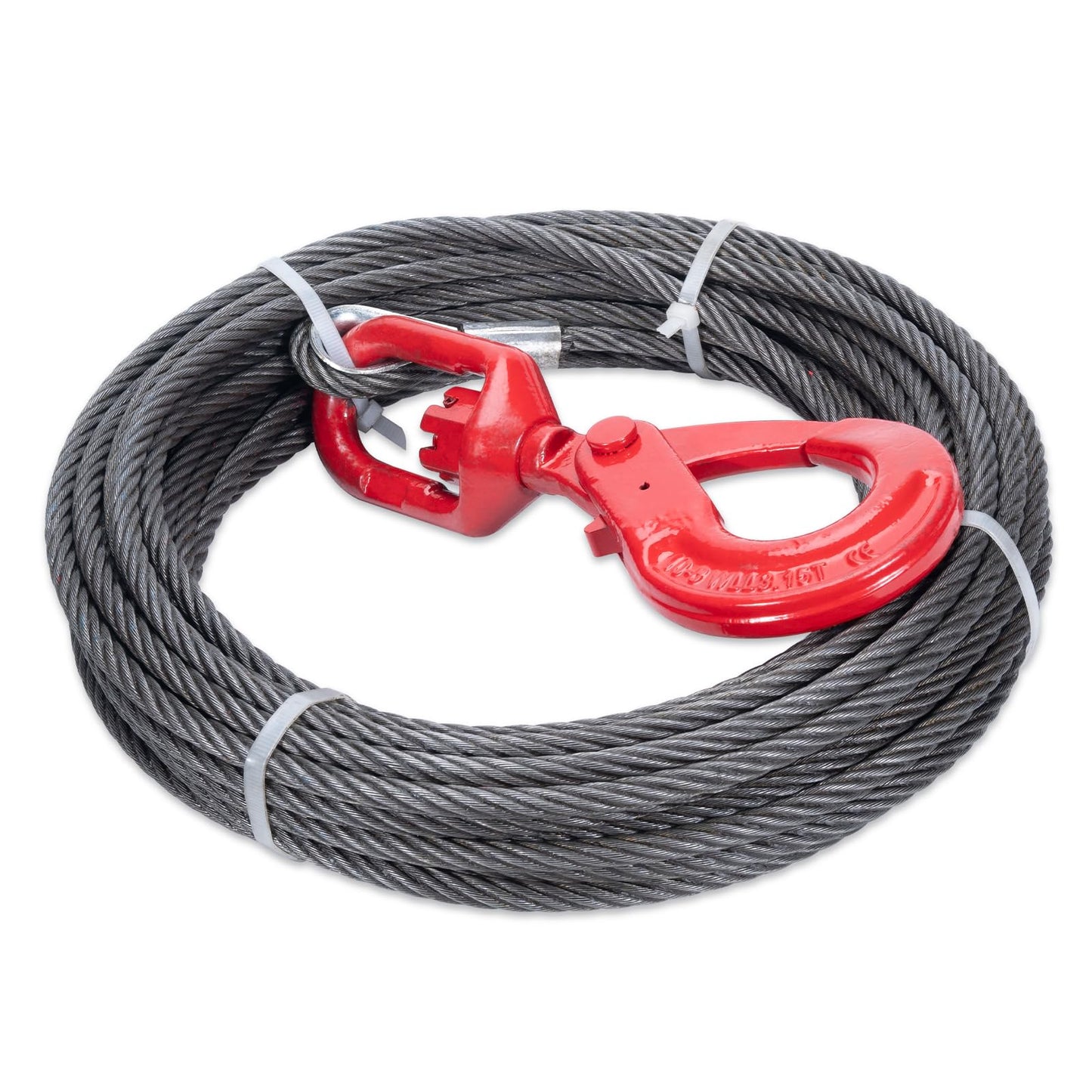 SajoSolid 3/8" x 75' Winch Cable with Safty Hook, 6 x 37 Strand Construction, Steel Winch Rope Heavy Duty 20,500 Lbs Breaking Strength, Tow Cable Suitable for Most Trailers and Heavy Lifting