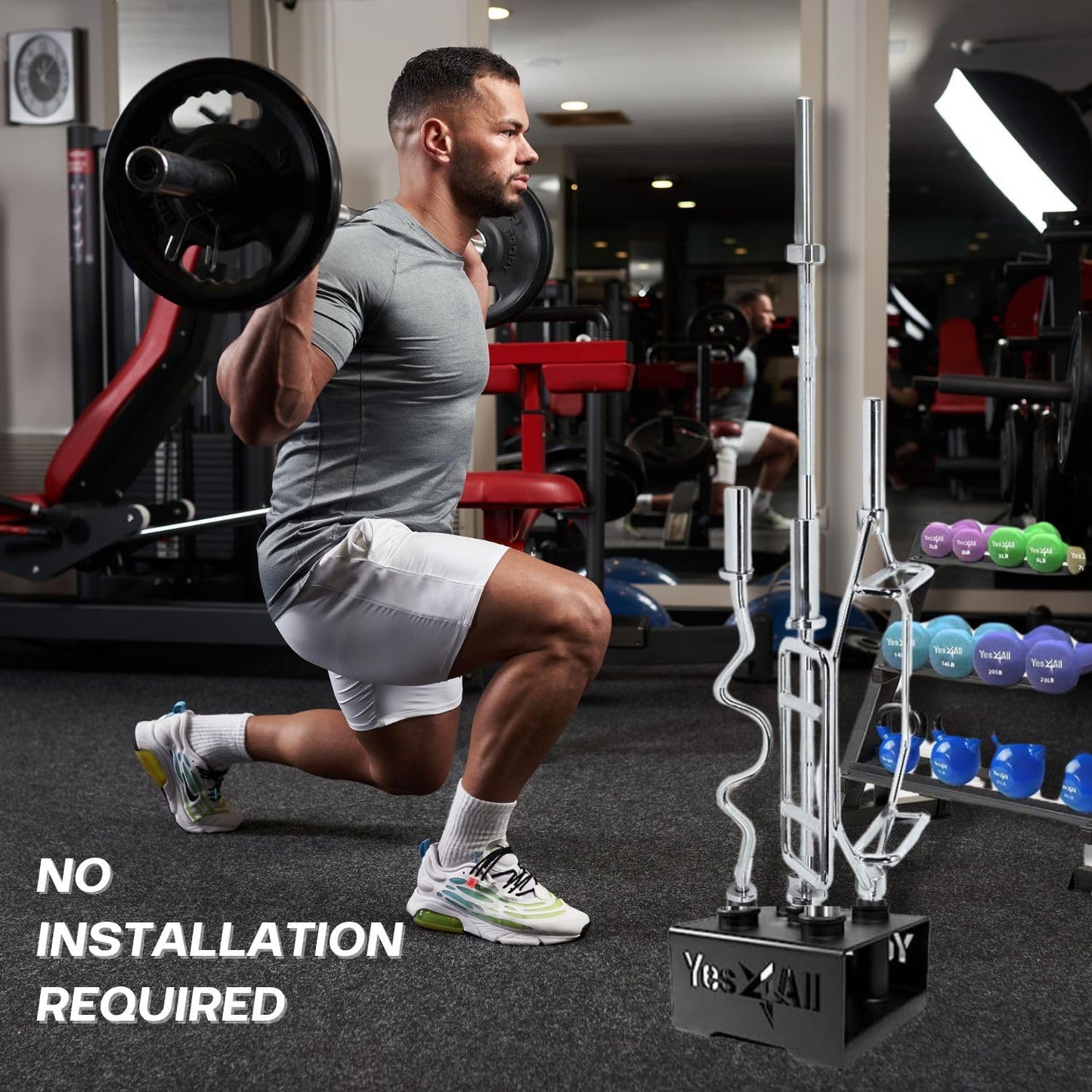 Yes4All Barbell Holder 5 Bars Vertical Storage Display Rack for Olympic Bar,C. Black
