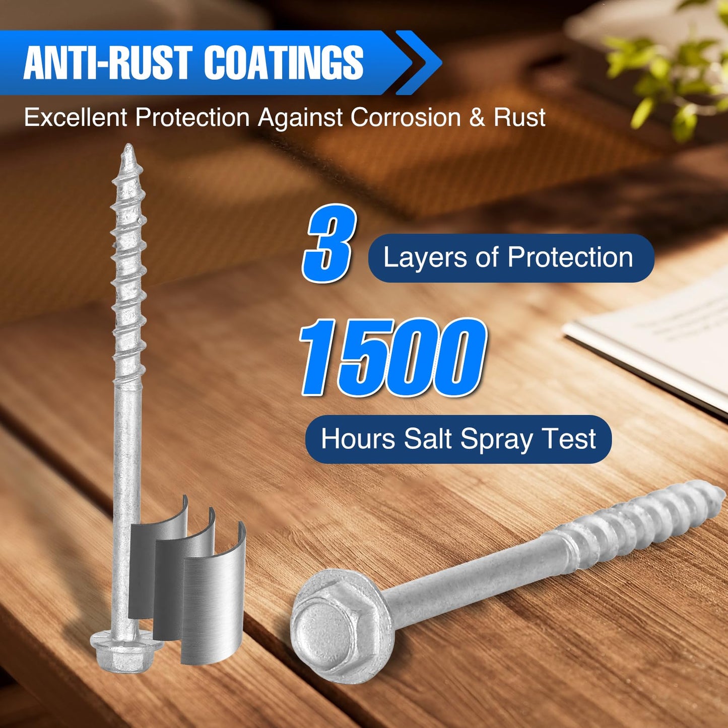 #9 x 1-2/2" Joist Hanger Screws, Silver / 0.370"-Dia Heavy‑Duty Deck Screw, Replace Simpson 9212R500 Connector Screws & 10DNails,1/4" Hex Socket Wood Screws,800pcs