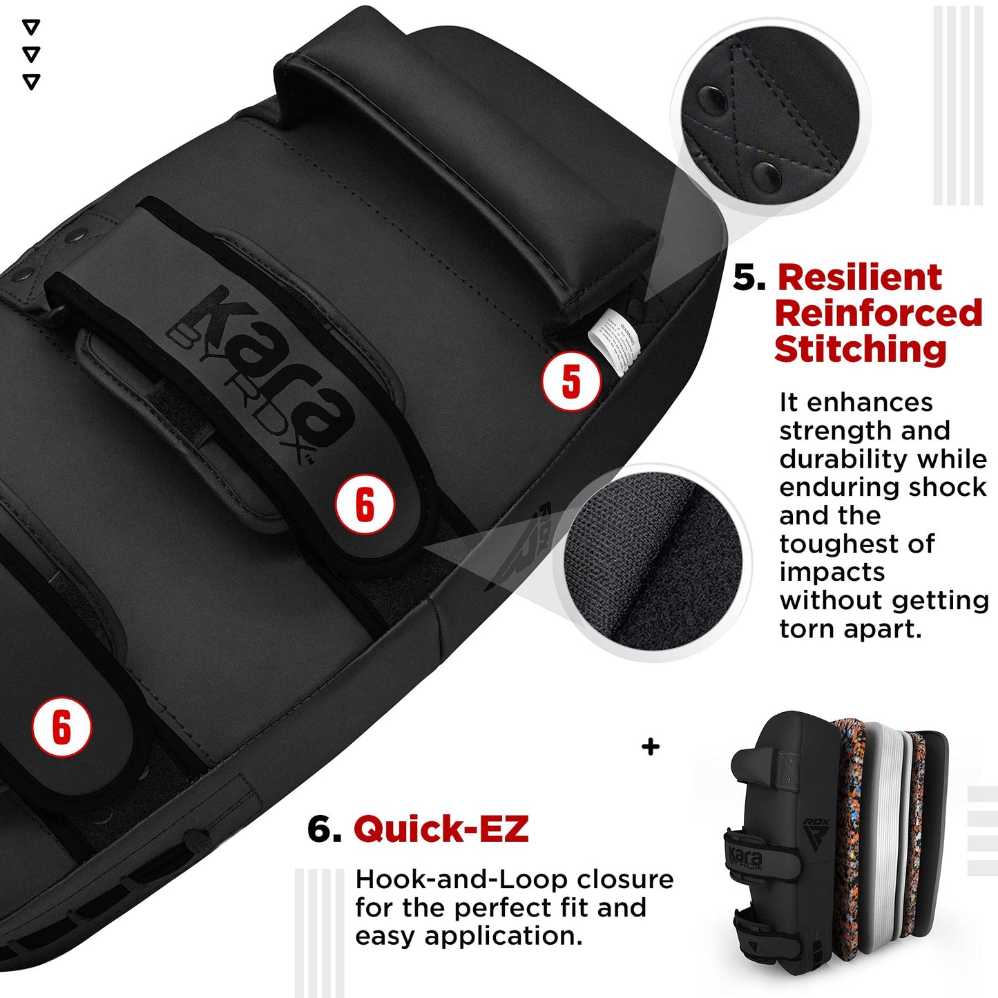 RDX Thai Pads Curved Kickboxing Muay Thai with Solid Handle Grip, Maya Hide Leather KARA Strike Shield for Knees Elbows Kicks Punches, Coaching Training Boxing MMA Martial Arts Taekwondo Combat Sports