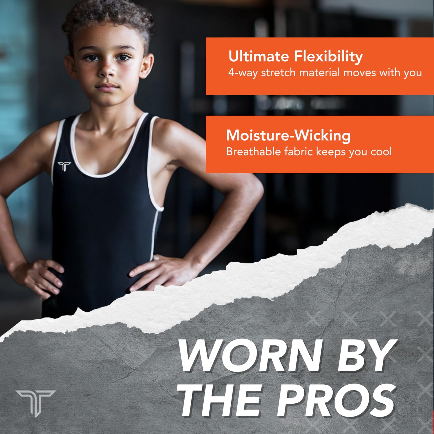 Takedown Wrestling Singlet for Boys – Lightweight Youth Compression Fit Wrestling Gear for Powerlifting (Blue, X-Small)