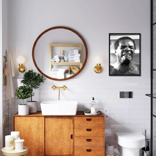 Funny Bathroom Canvas Wall Art Set by [Brand Name] - Vintage Comedy Movie Posters | Black Floating Frame, 12x16 in