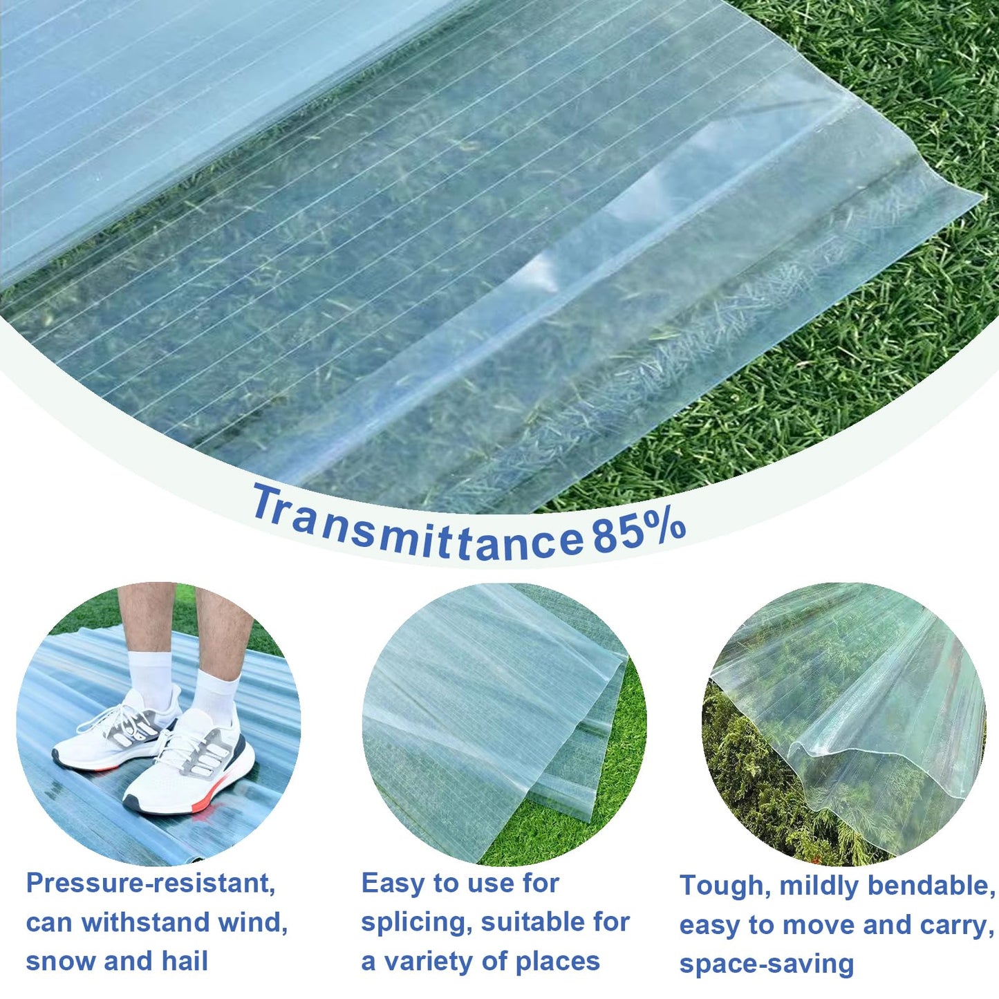 12 PCS 3'x 3.2' Clear Polycarbonate Roofing Sheet, Splicable Corrugated Plastic UV Resistant Greenhouse Shed Canopy, Transparent Insulation Day Lighting Panels, Easy Cut Covering Panel for Outdoor