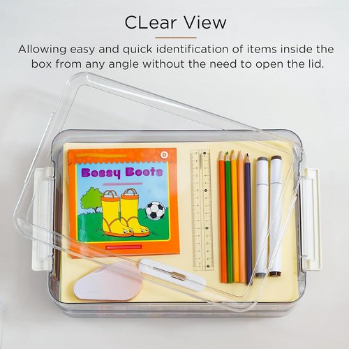 Citylife 6 Qt Plastic Storage Bins - 2 PCS with Lids & Latches | Clear Organizing Bins for A4 Paper & Crafts