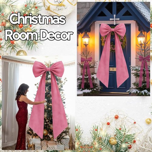 **Big Pink Bow Decor - 50x20 Inch Velvet Coquette Birthday & Bridal Shower Wall Decoration**
