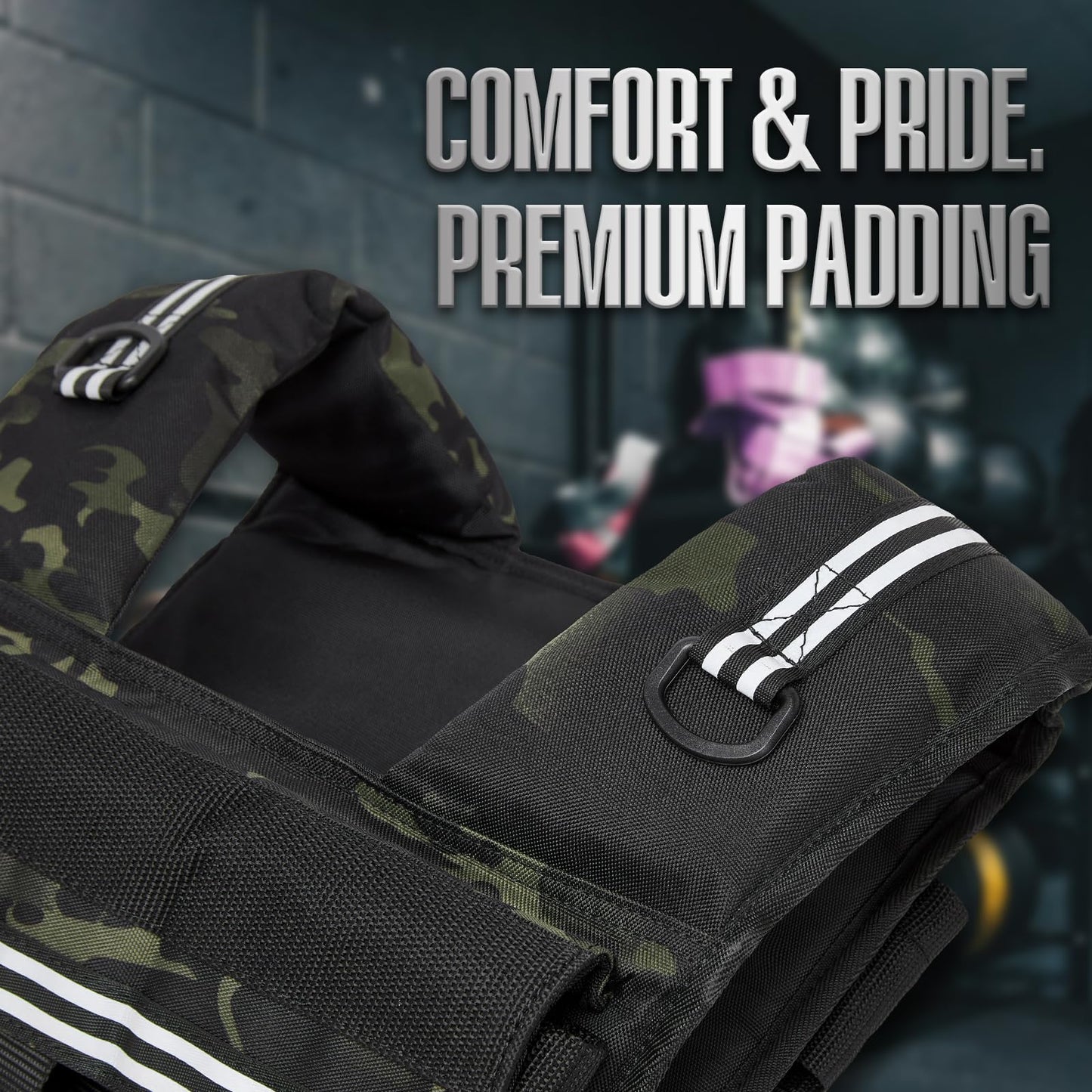 KRYLIX Adjustable Weighted Vest 0-40 lbs with Front Storage Pocket Solid Removable Iron for Muscle Building Workout Secure Waist Fit for Men Women Camo Tactical Military