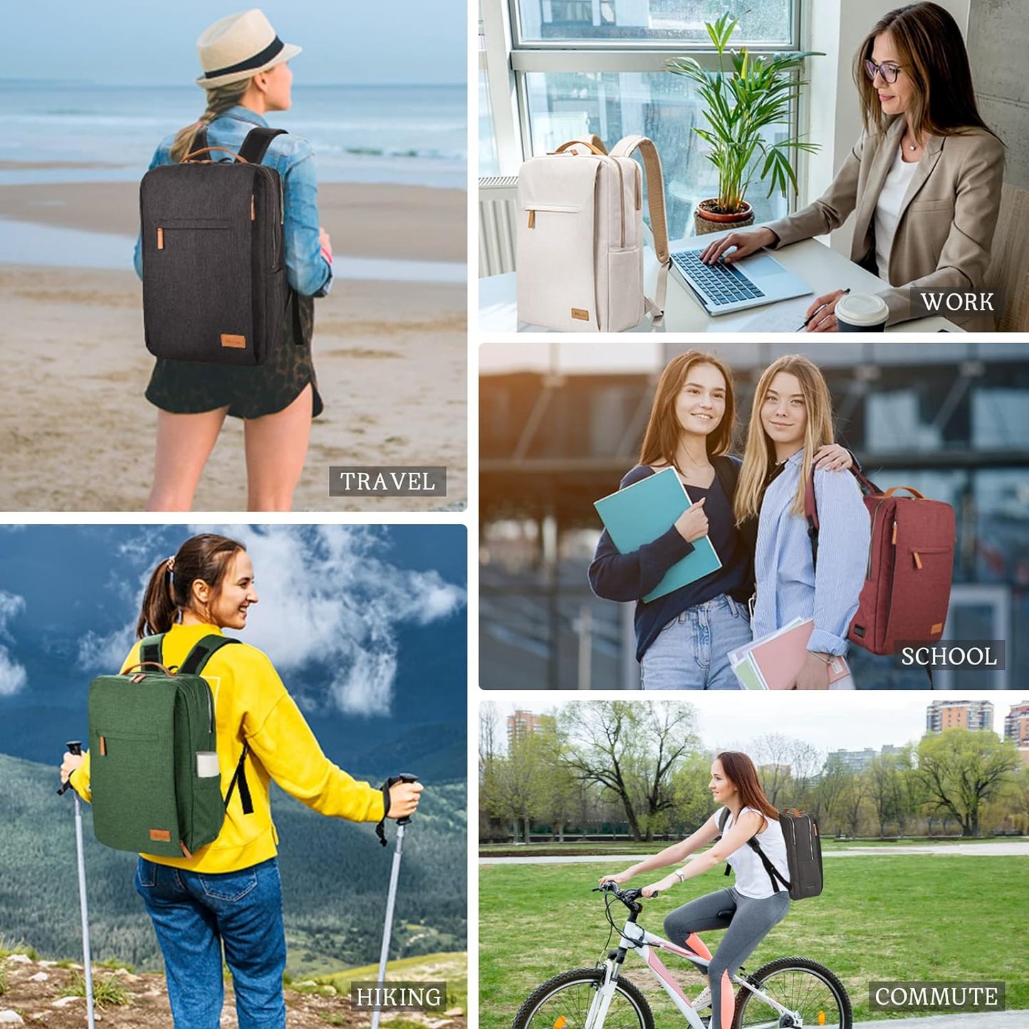 Backpack 15.6 Inch Backpack Backpack Commuter, Hp hope Laptop for Women, Work with USB Port, Water Resistant