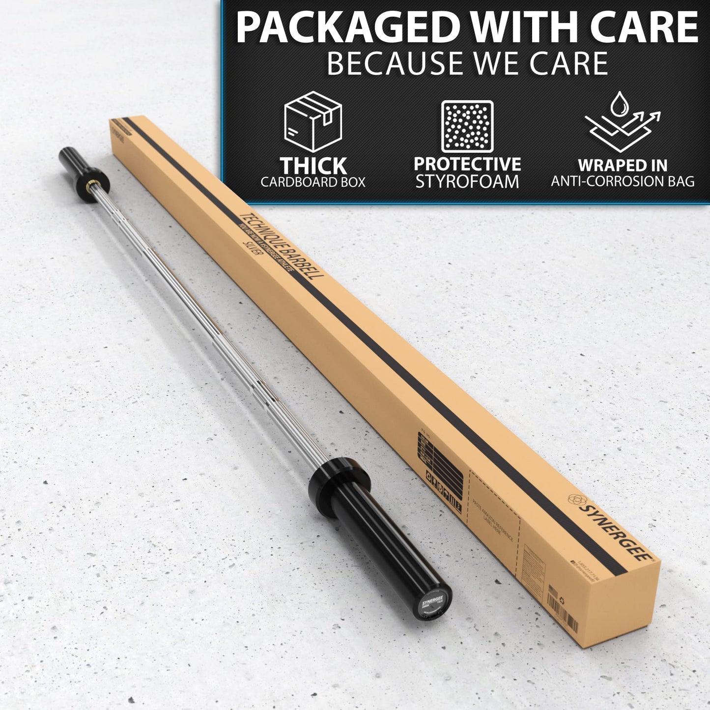 Synergee 15lb Technique Barbell Silver Aluminum Bar for Form & Technique Training for Power & Olympic Lifting.