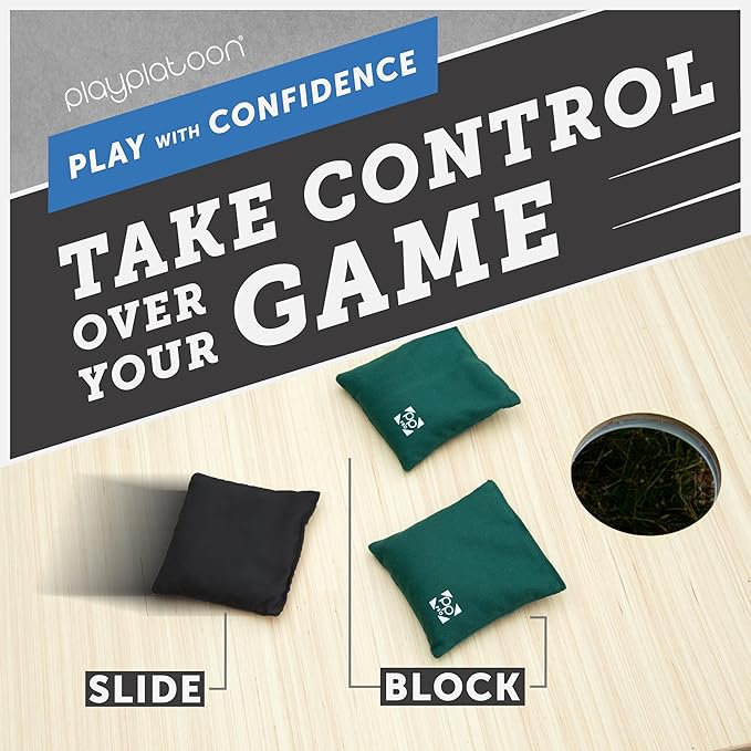 Professional Cornhole Bags - Set of 8 Regulation All Weather Double Sided - Sticky Side/Slick Side Bean Bags for Pro Corn Hole Game