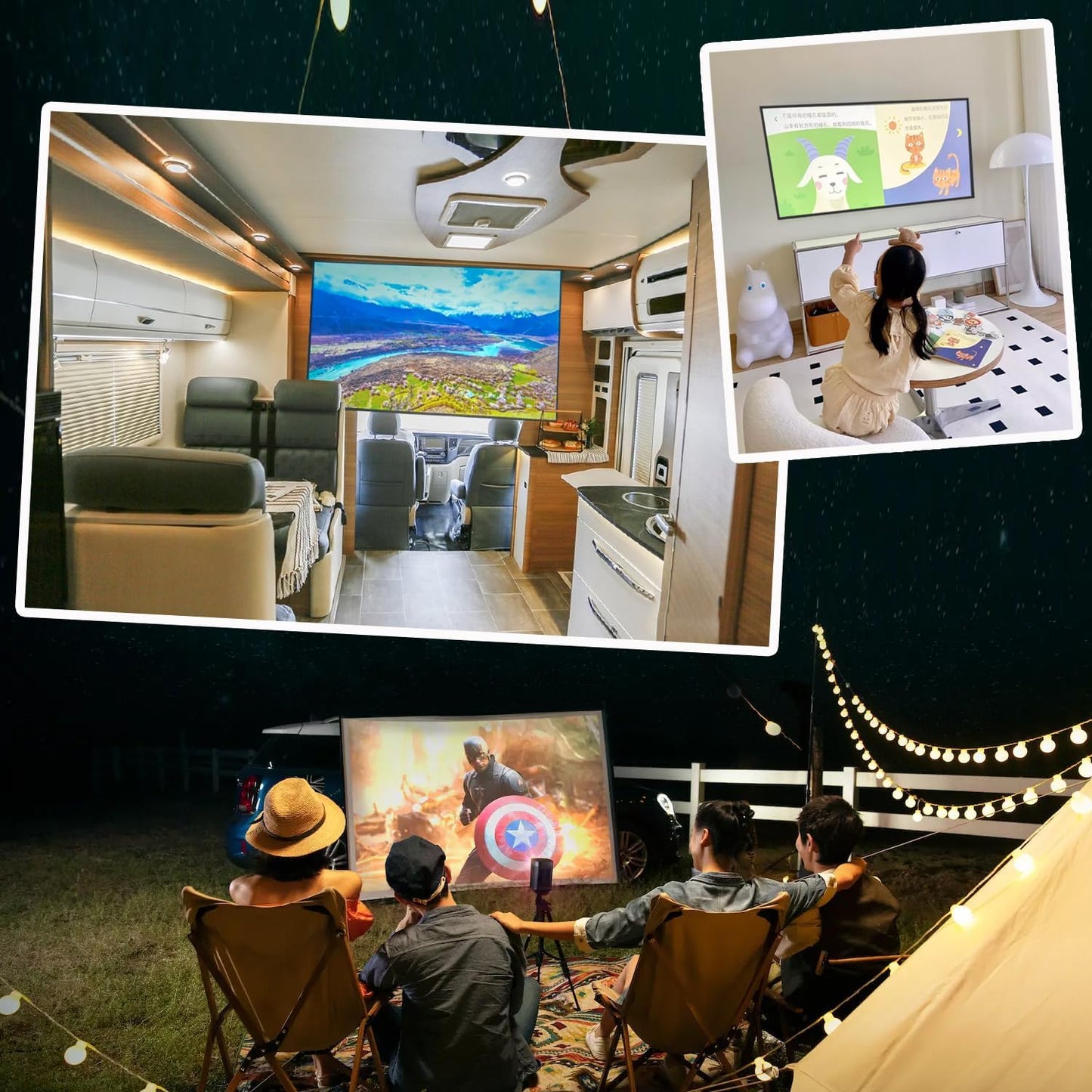 Yandood 16:9 4K (70 inch) Foldable Projector Screen with Stainless Steel Telescopic Rod Combination Frame HD