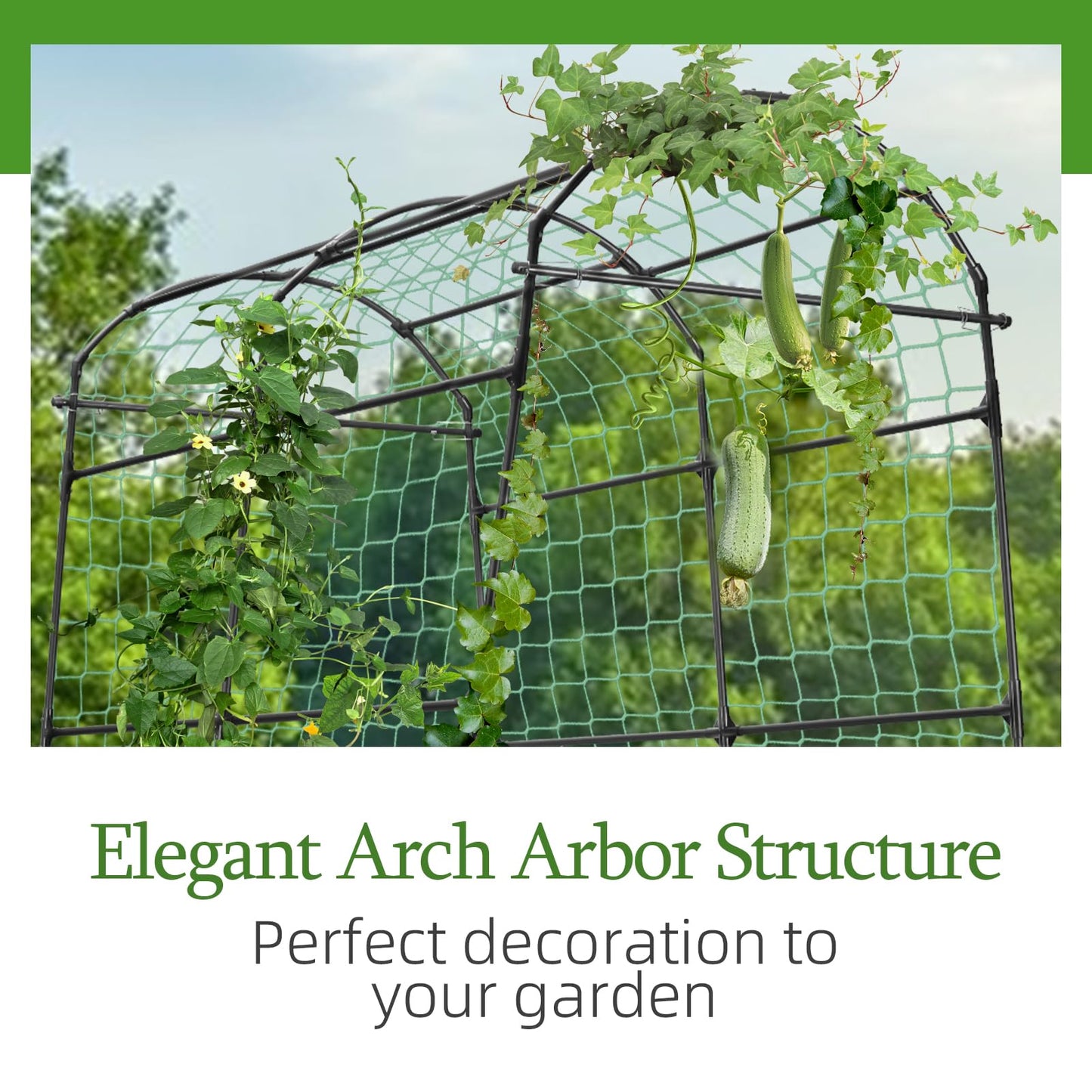 Yotoworth Garden Arch Arbor Trellis for Climbing Plants Outdoor, 7.8 ft Extra Tall Cucumber Trellis Raised Bed Climbing Vine Plant Support, Grape Vegetable Tomato Pumpkin Peas Bean, Black