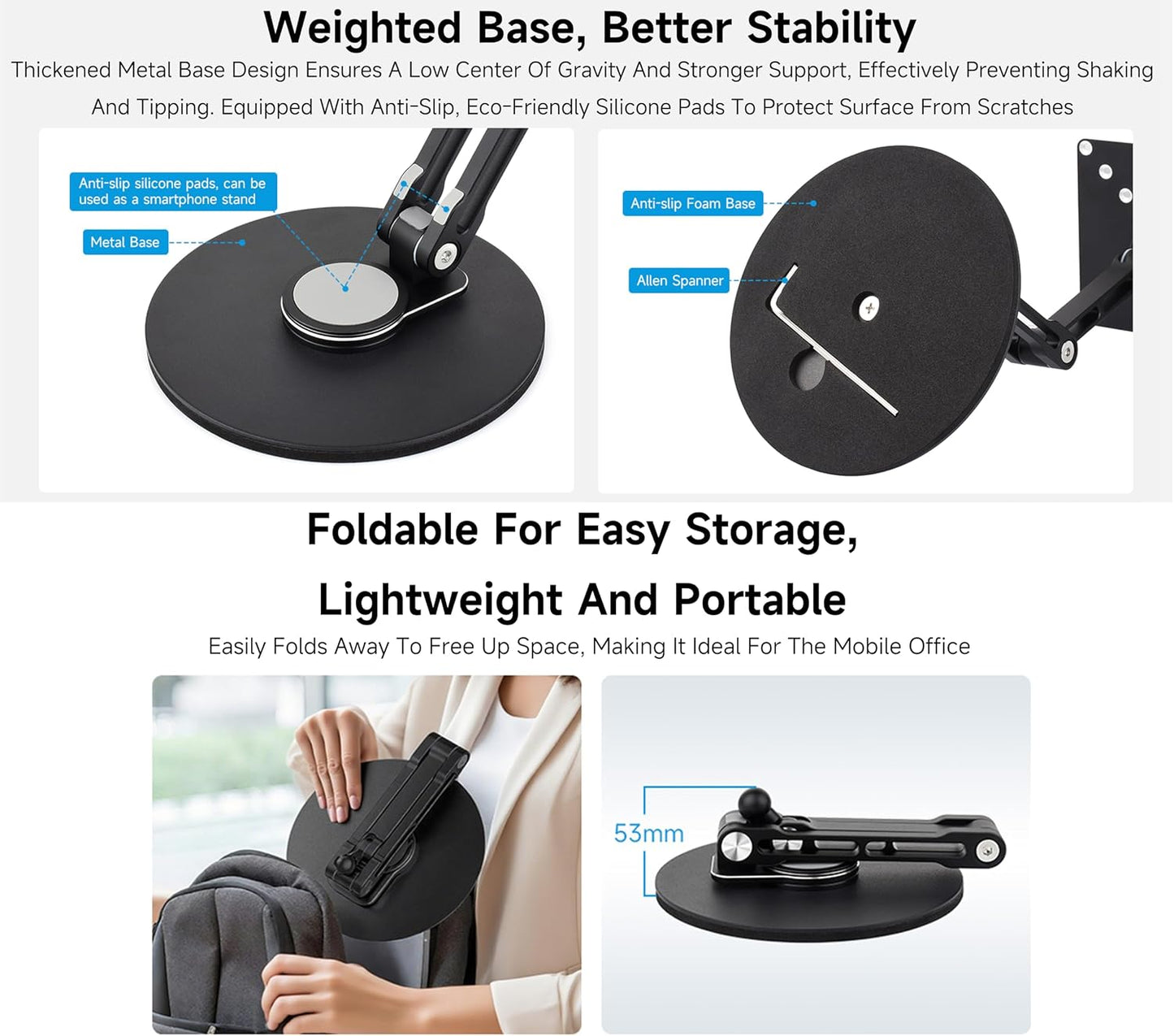 UeeKKoo 19inch, 50 50/75 75/100 100 (mm) VESA Portable Monitor Stand, Compatible with Monitors Up to Supports x x x