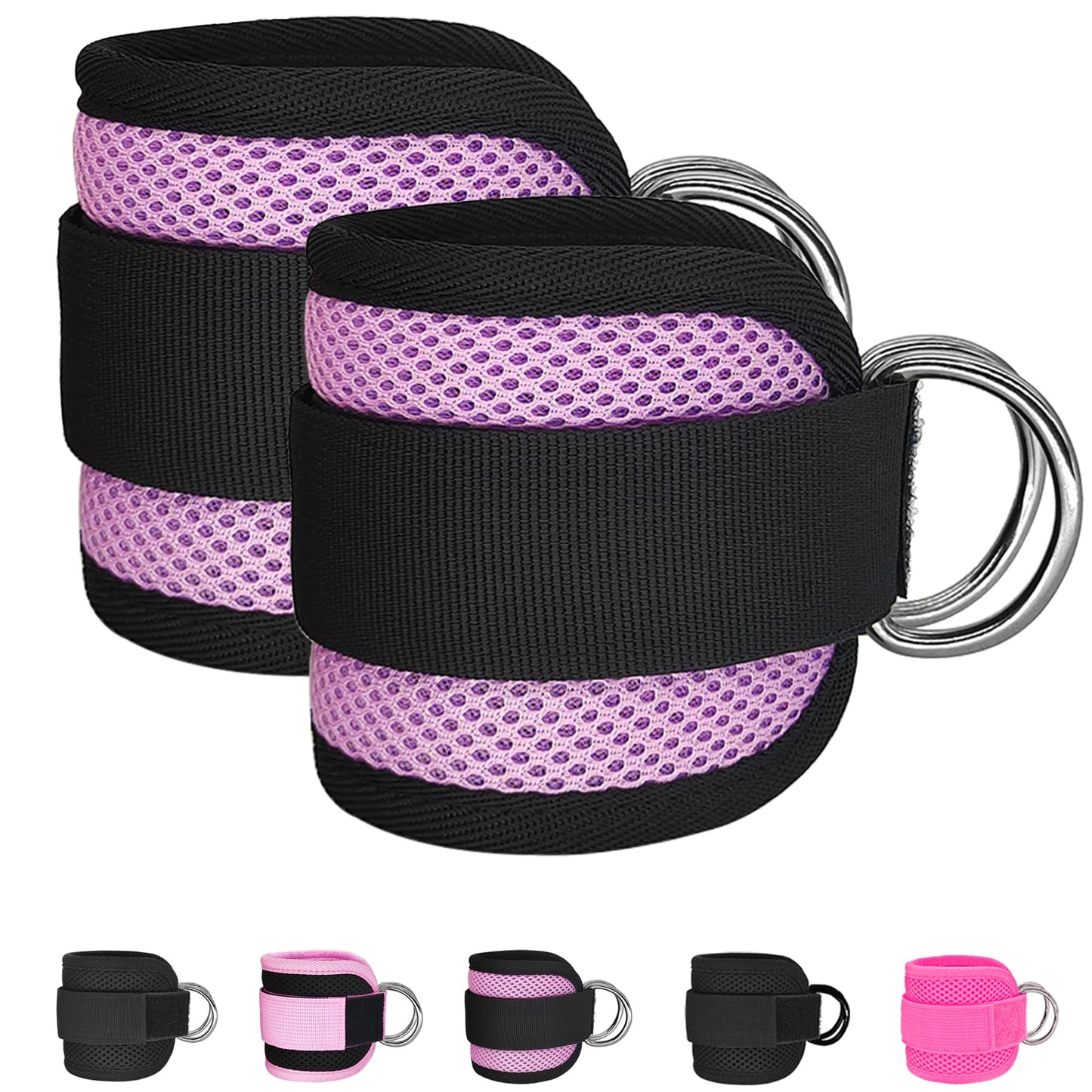 Anemeeoke Ankle Straps for Cable Machine 1Pair, Kickbacks Glute Workouts, Lower Body Exercises, Adjustable Leg Straps with Neoprene Padding Men Women(Purple)