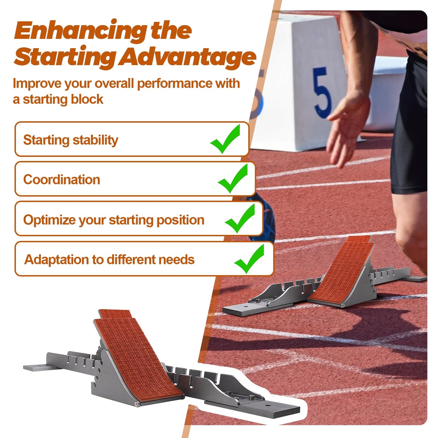 Vaolvpant 35in Starting Blocks with Premium Aircraft-Grade Aluminum 4 Angle Adjustable and Detachable Pedals Ideal for Running Enthusiasts Professional Track and Field Competitions