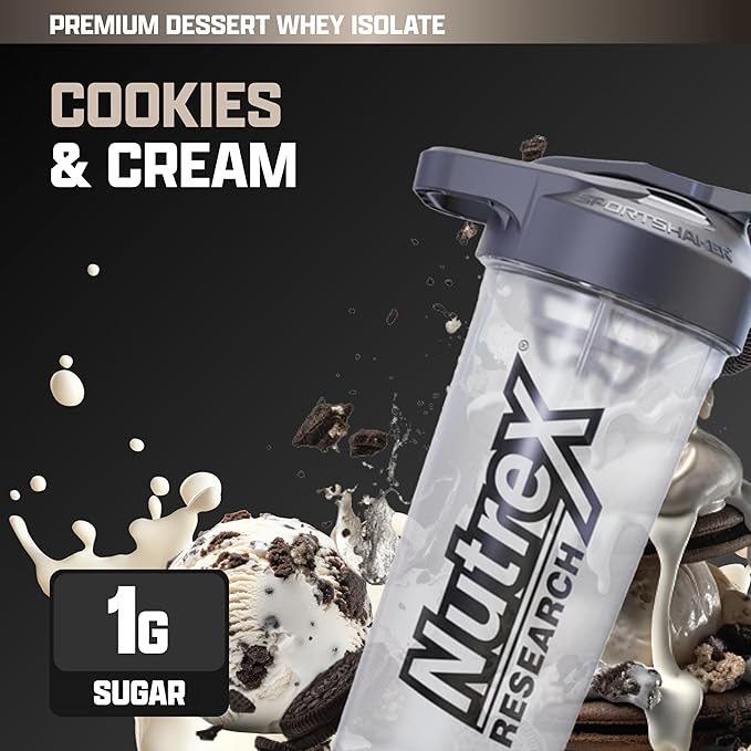 Nutrex Research IsoFit Whey Protein Powder Instantized 100% Whey Protein Isolate (70 Servings, Cookies & Cream)