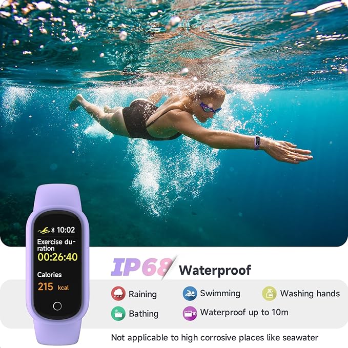 Fitness Tracker Watch with Heart Rate/Sleep Tracker/IP68 Waterproof, Activity Tracker with Pedometer Step Counter, Health Watch for Women with 14 Sports Compatible Android iOS, Lilac