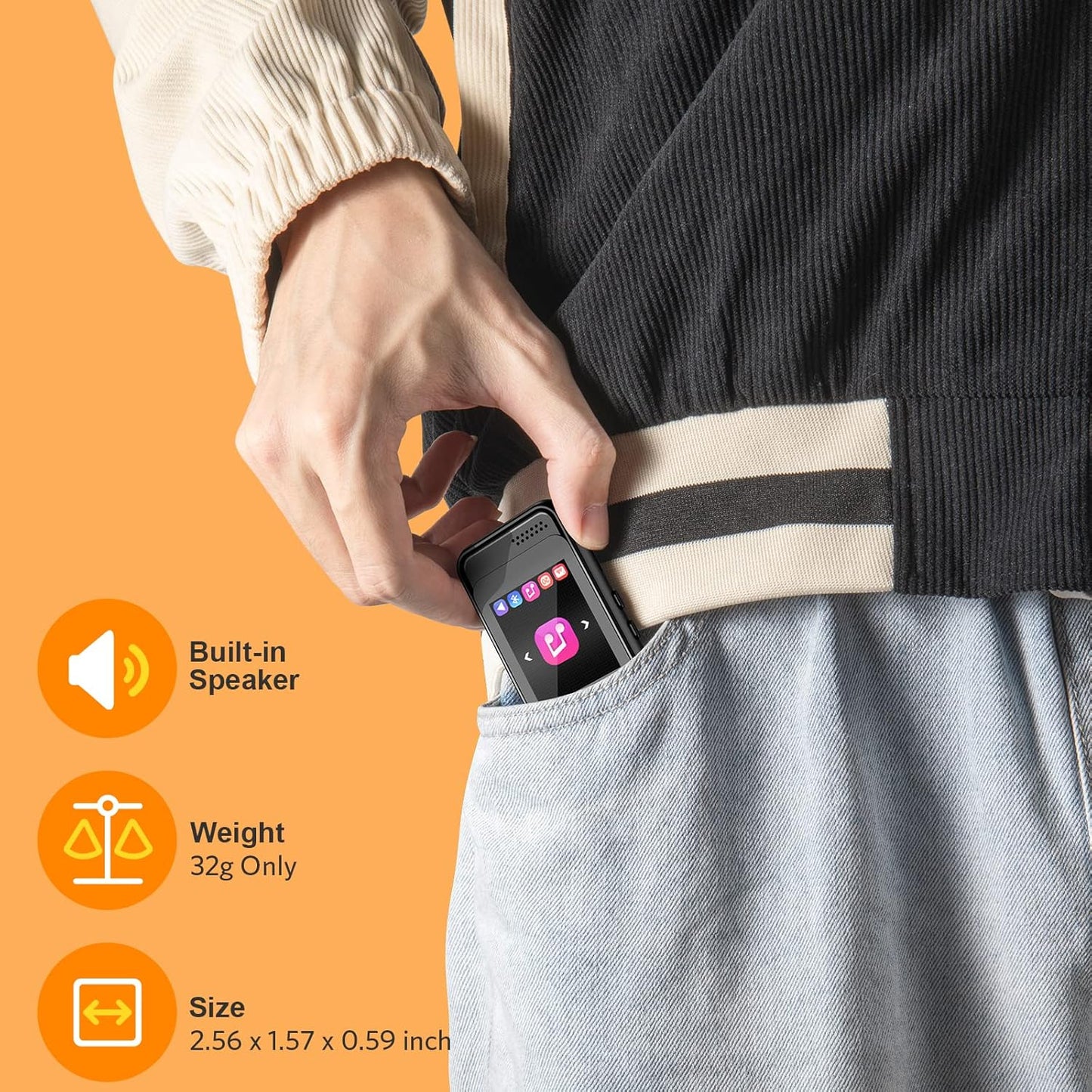 Colorcool MP3 5.3,Portable MP3 512GB Player with Bluetooth Music Player with Speaker and Micro SD Card Slot Player