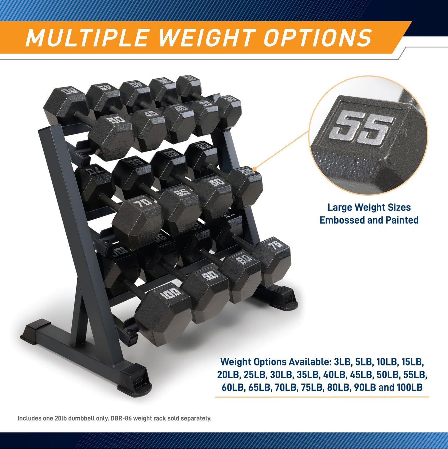 Marcy 20lb Cast Iron Hex Dumbbell, Single, IV-2020