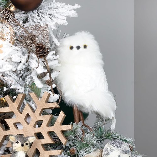 Decorae Fake Stuffed Owl Figure - 11-Inch Tall Decorative Bird for Crafts & Holiday Decor