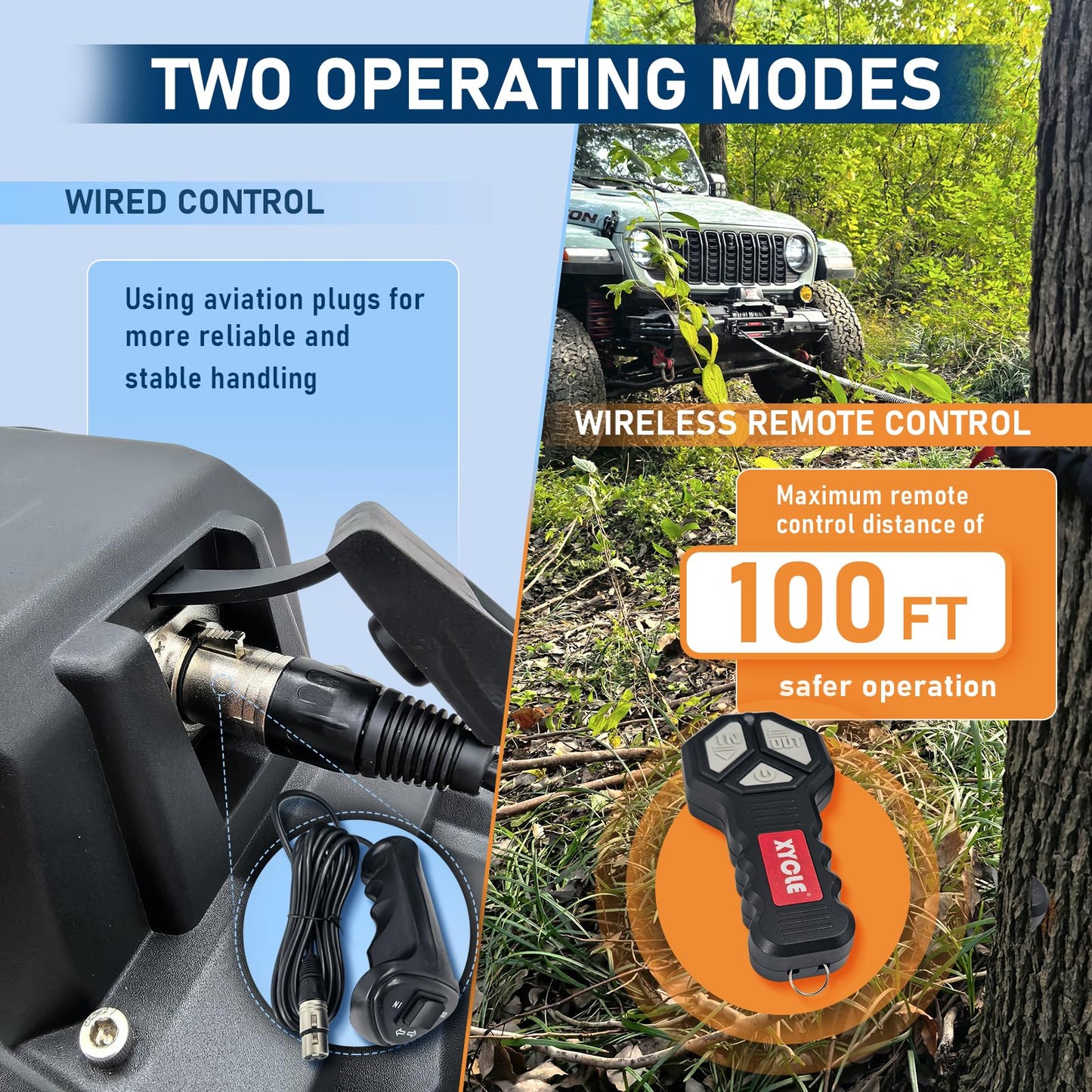 XYCLE 12000lbs Electric Winch 12V IP68waterproof Off-Road Vehicle Rescue winchs with2wireless Remote Controls and1/2"Synthetic Rope Suitable for Towing SUVs,Loggers,Trucks,Trailers,Jeeps,4WD(Black)