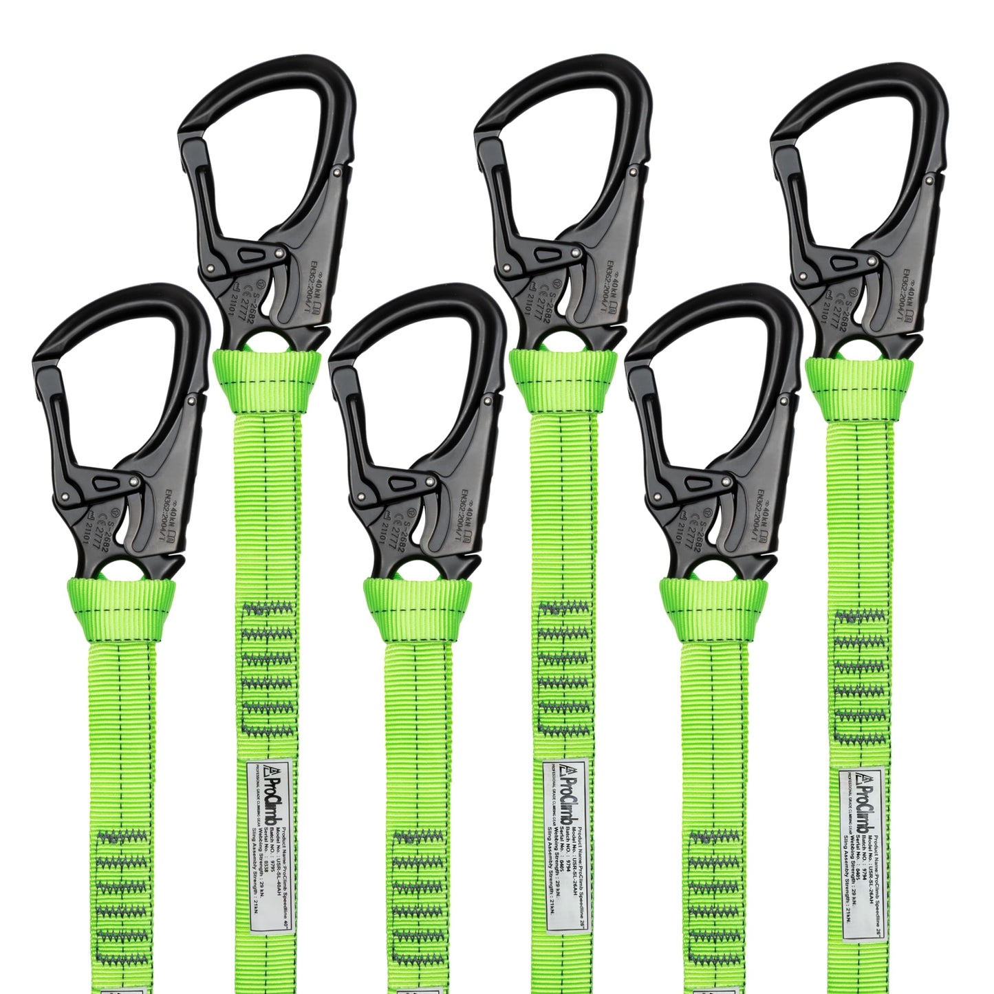 Arborist Speedline Kit - Lightweight, Durable 7075 Aluminum Snaphook, Resilient 1" Nylon Webbing, 29kN Sling Strength, 26" Six Pack