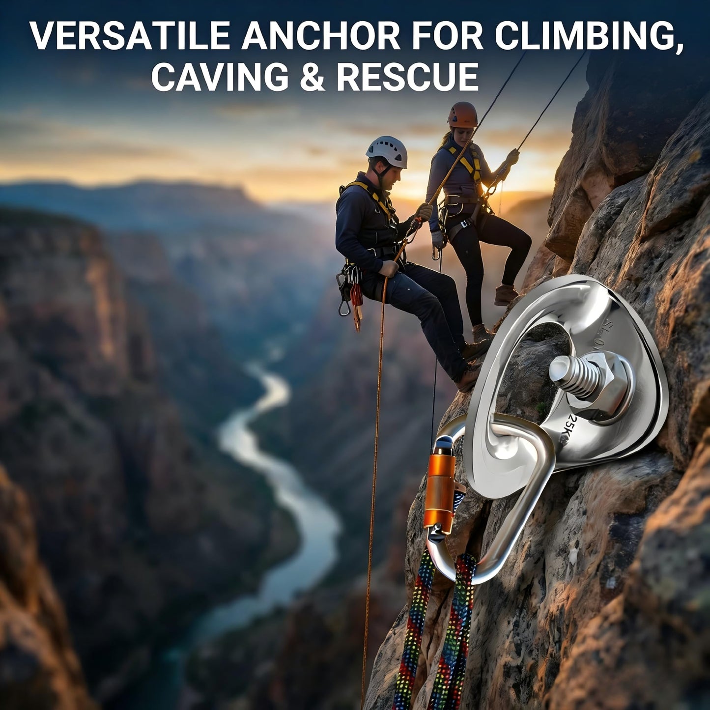 10Pack 25kN 316 Stainless Steel Climbing Bolt Hangers Professional Rock Climbing Anchors & Anchor Plate for Rappelling, Cave Exploration Aerial Work & Rescue, Heavy Duty Outdoor Climbing Gear