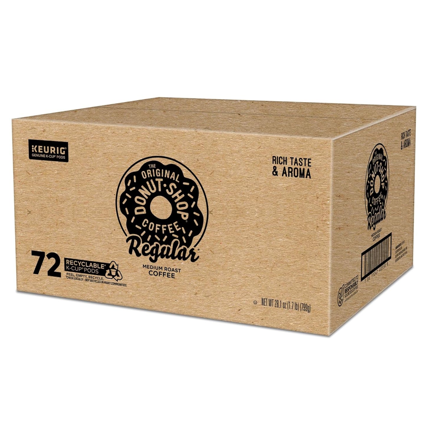 Original Donut Shop K-Cup Pods - Medium Roast Coffee, 72 Count | Single-Serve Convenience