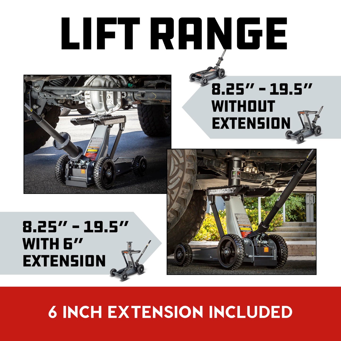Powerbuilt Big Wheel Triple Lift Garage Jack, 3000 Pound Off Road Lift, Truck, Car, Motorcycle 1.5 Ton Capacity, 620613ECE