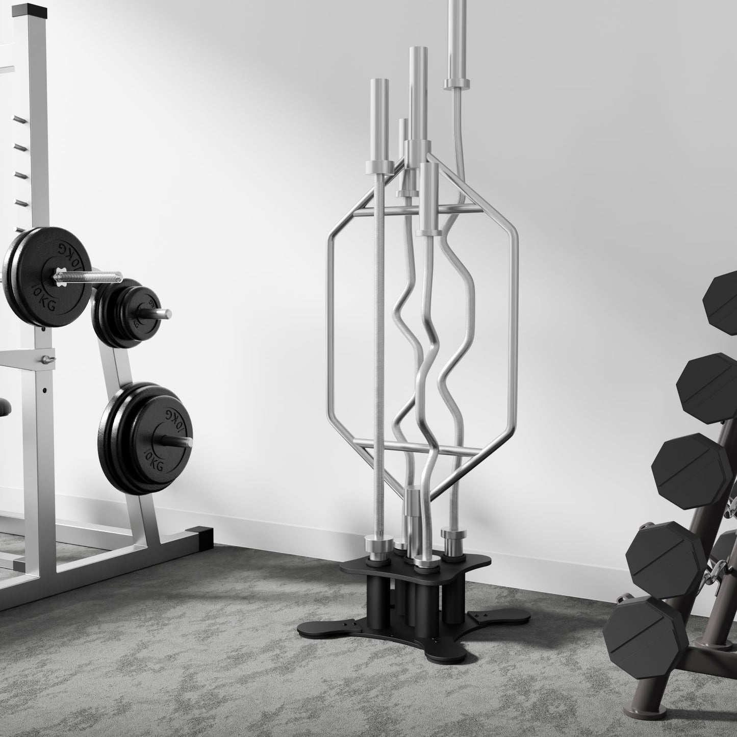 Vertical Barbell Holder for 2-Inch Olympic Bars – Bar Storage Rack for Barbells, Curl Bars, Triceps & Hex Bars
