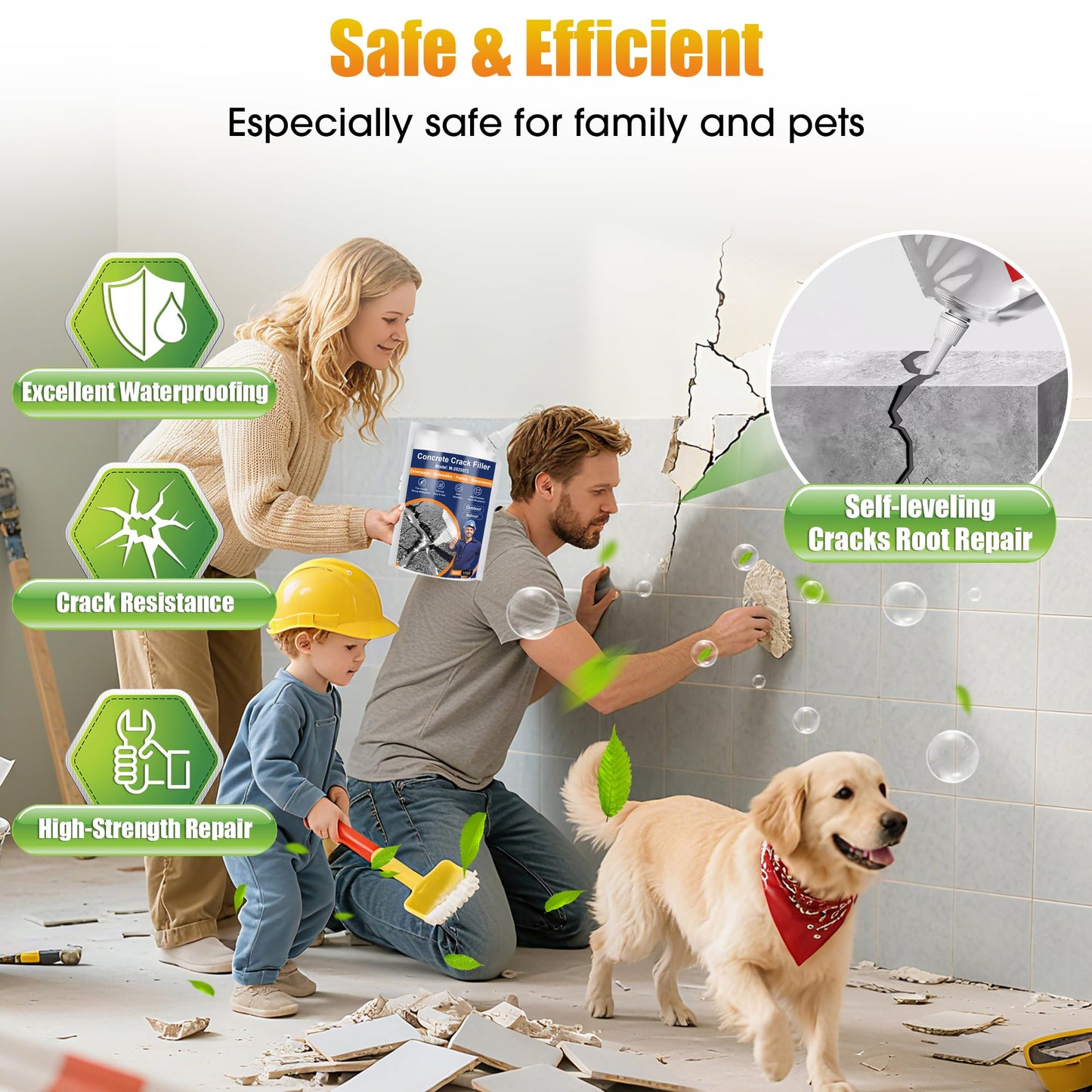 Concrete Crack Filler, 2 PCS Self-Leveling Cement Sealant, Quick-Drying Adhesive Repair for Driveways, Sidewalks, Patios, Outdoor Joint Filler, Gray