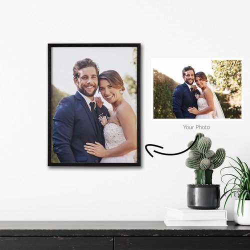 Kate and Laurel Custom Printed Wall Art - Personalized 12x16 Black Framed Photo Print for Bedroom or Living Room Decor