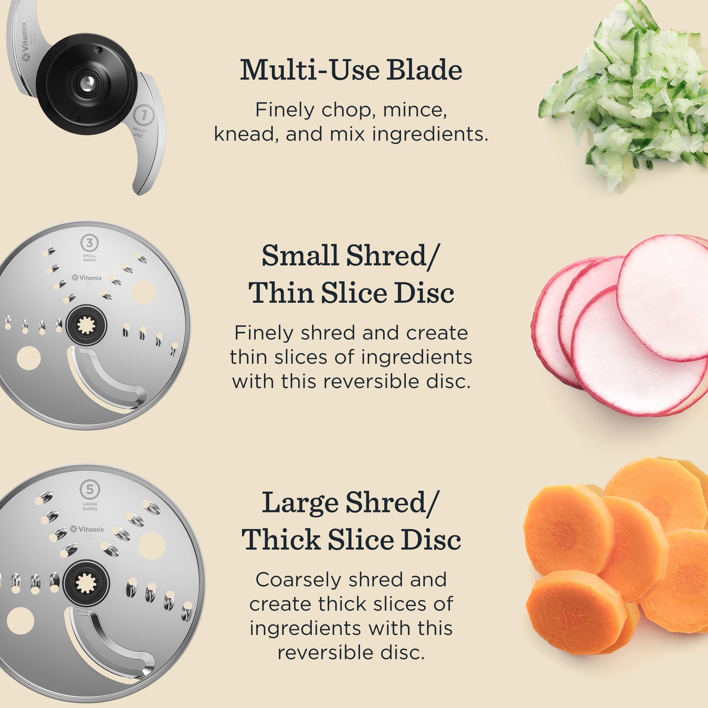 Vitamix 12-Cup Food Processor Attachment with SELF-DETECT, BPA-Free, with Multi-Use Blade and Two Reversible Discs, Compatible with Ascent and Venturist Series Vitamix Blenders