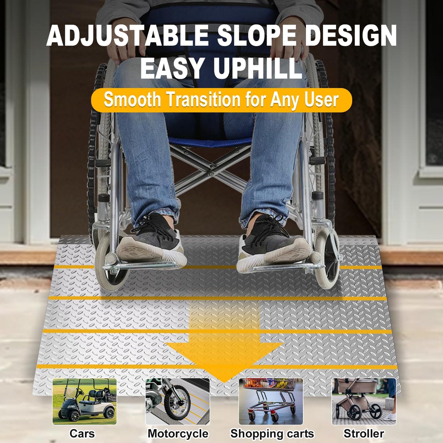 Shed Ramps, 27.6" x 37.4" Threshold Ramps for Doorways Home Steps, 800 Lbs Capacity Anti-Slip Portable Ramps for Garages, Barns, Metal Motorcycle Ramp for Wheelchairs, ATV, Lawnmower, Golf Cart