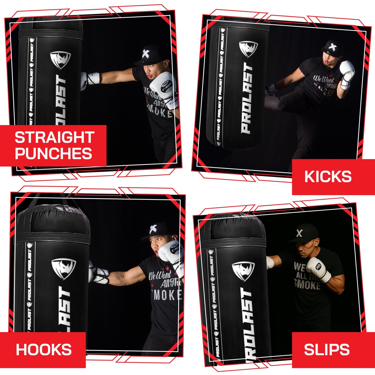 PROLAST 4Ft 135Lb XL Heavy Punching Boxing Bag for Adults, MMA, Martial Arts, Muay Thai, Kicking, Strength Training Equipment, Filled, New Edition Logo, Black